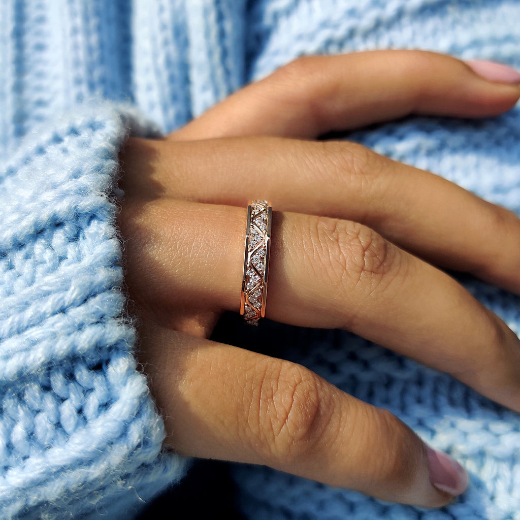 Moissanite Eternity Band With Filigree Detailing