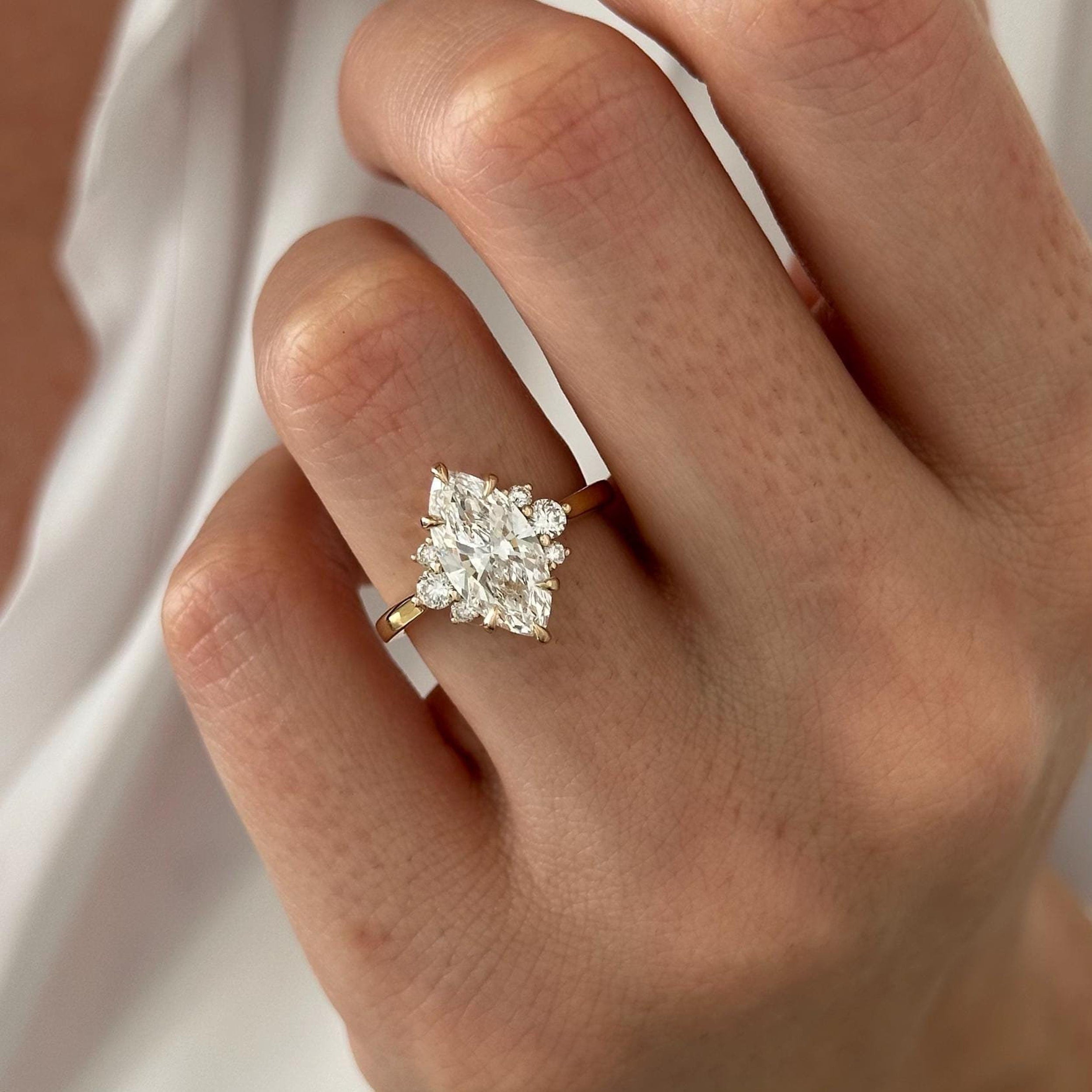 2.0 CT Marquise Cut Moissanite Cluster Style Engagement Ring Main image