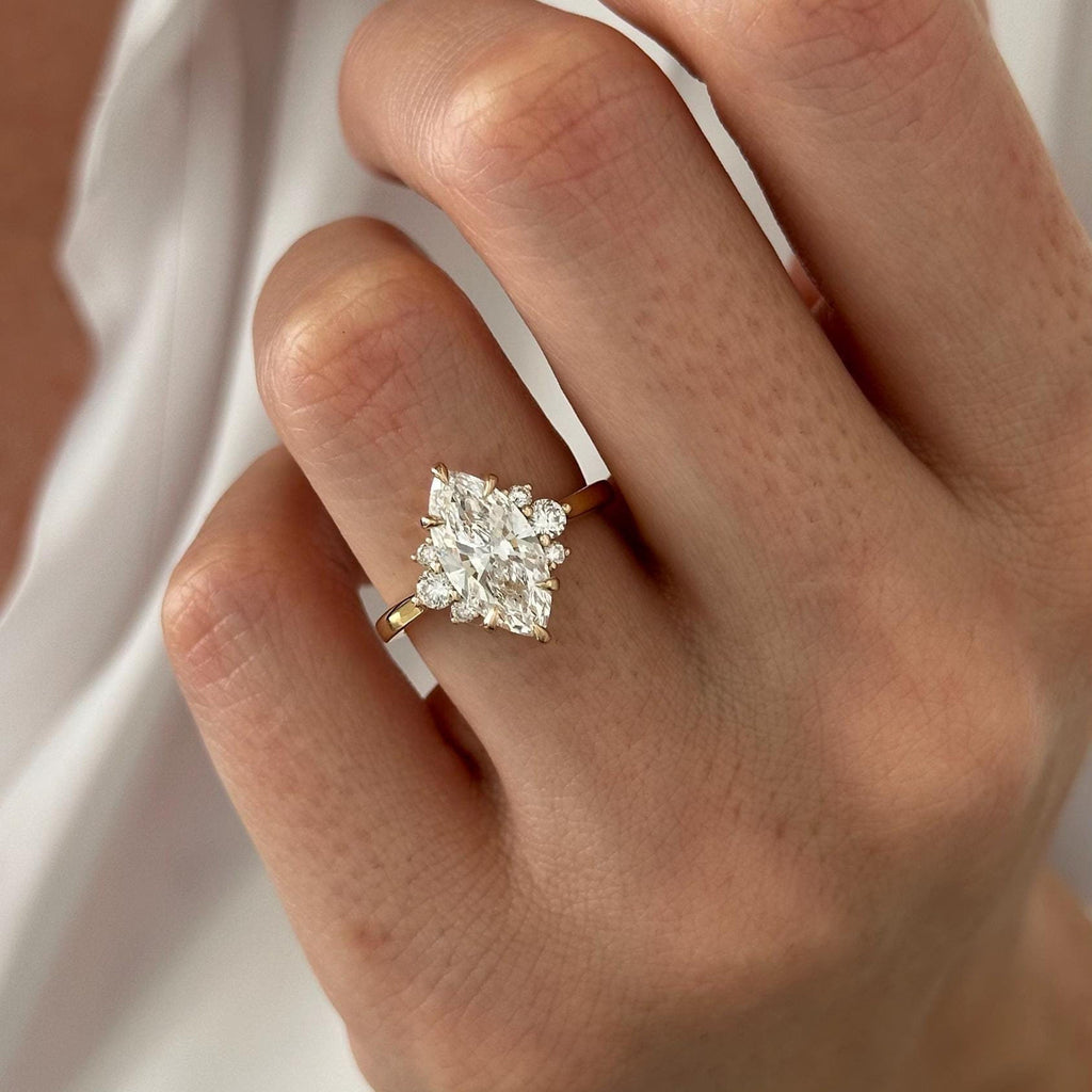2.0 CT Marquise Cut Moissanite Cluster Style Engagement Ring