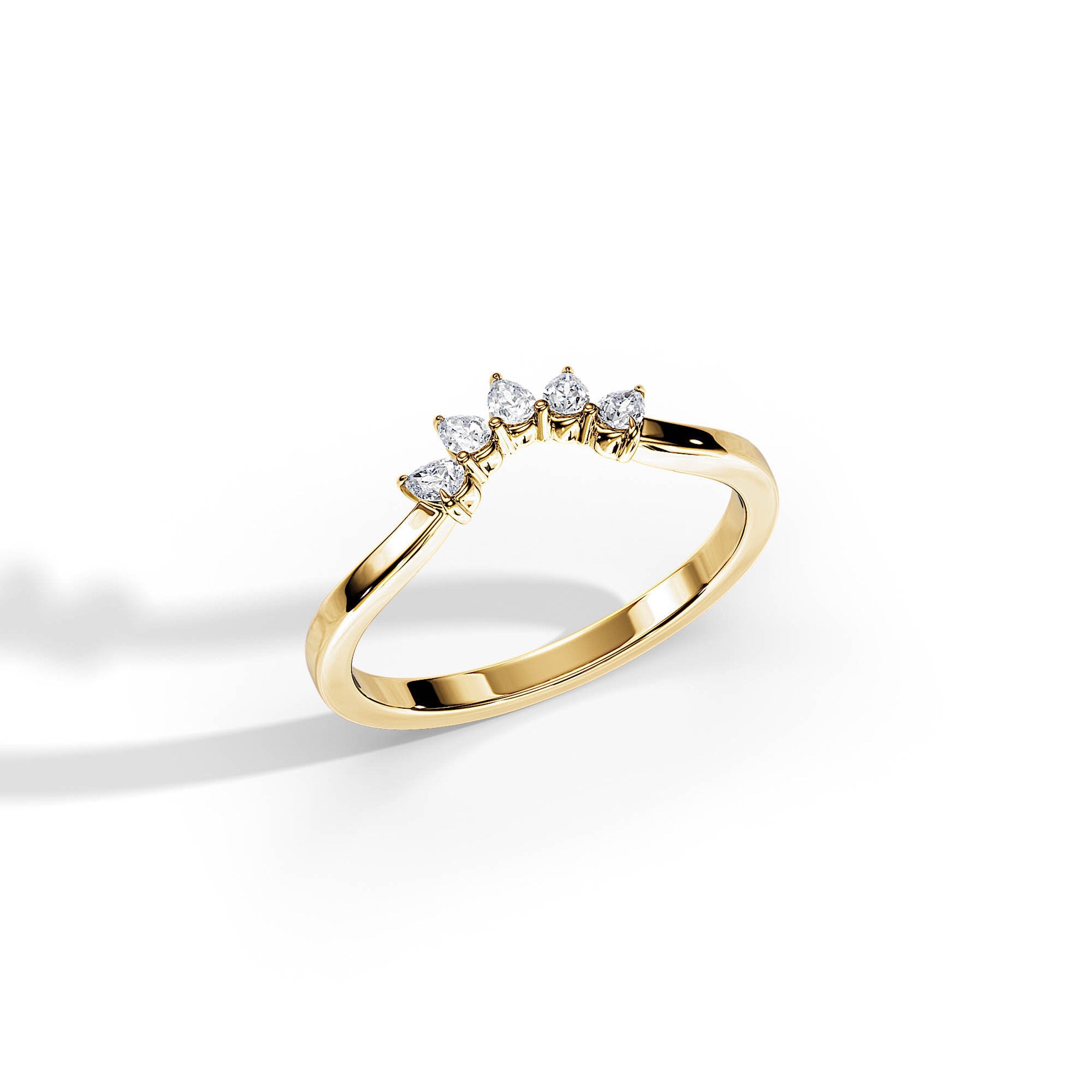 0.25 TCW Pear Moissanite Crown Wedding Band