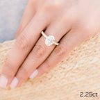 2.25 CT Oval Moissanite Pave Setting Engagement Ring