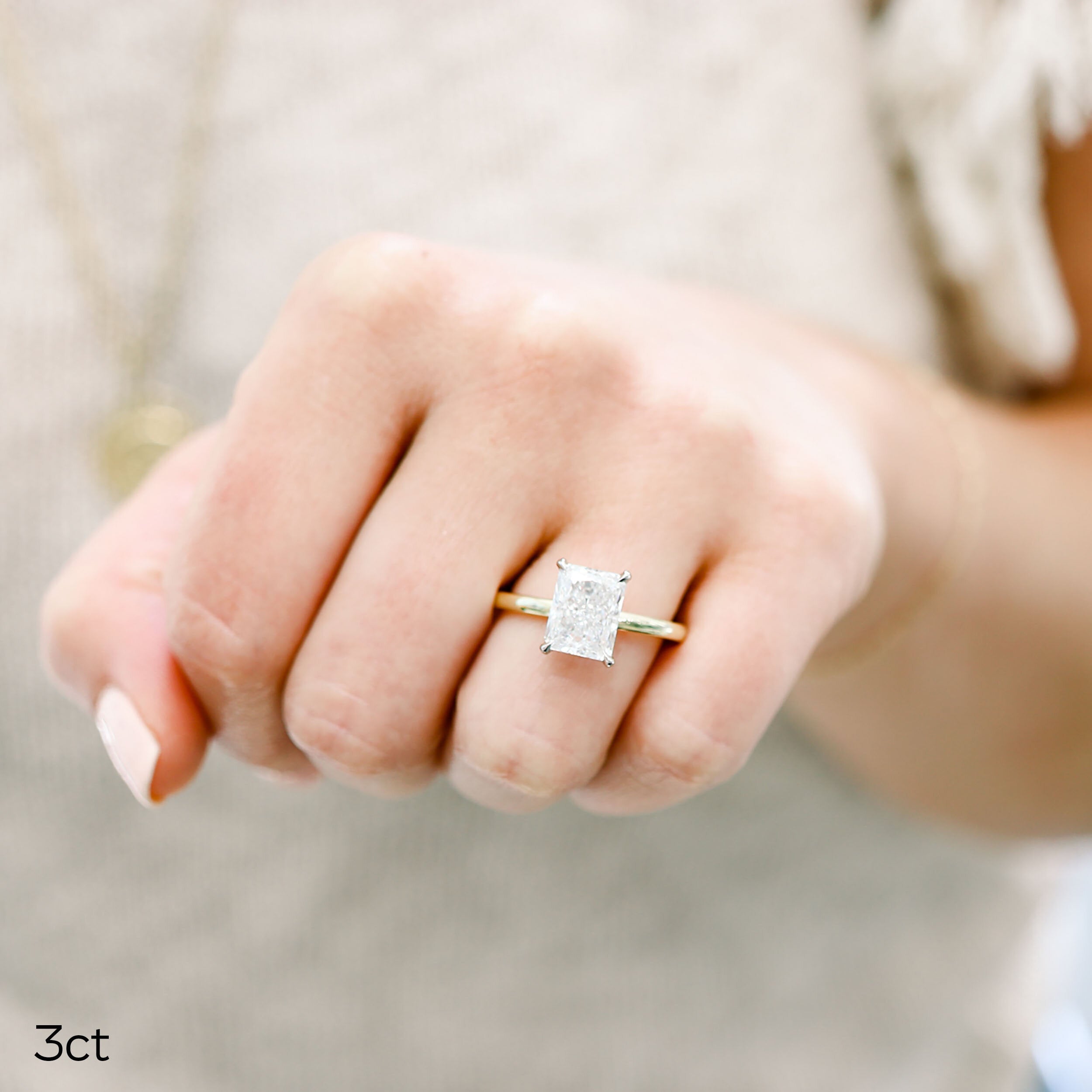 3.0 CT Radiant Cut Moissanite Solitaire Engagement Ring