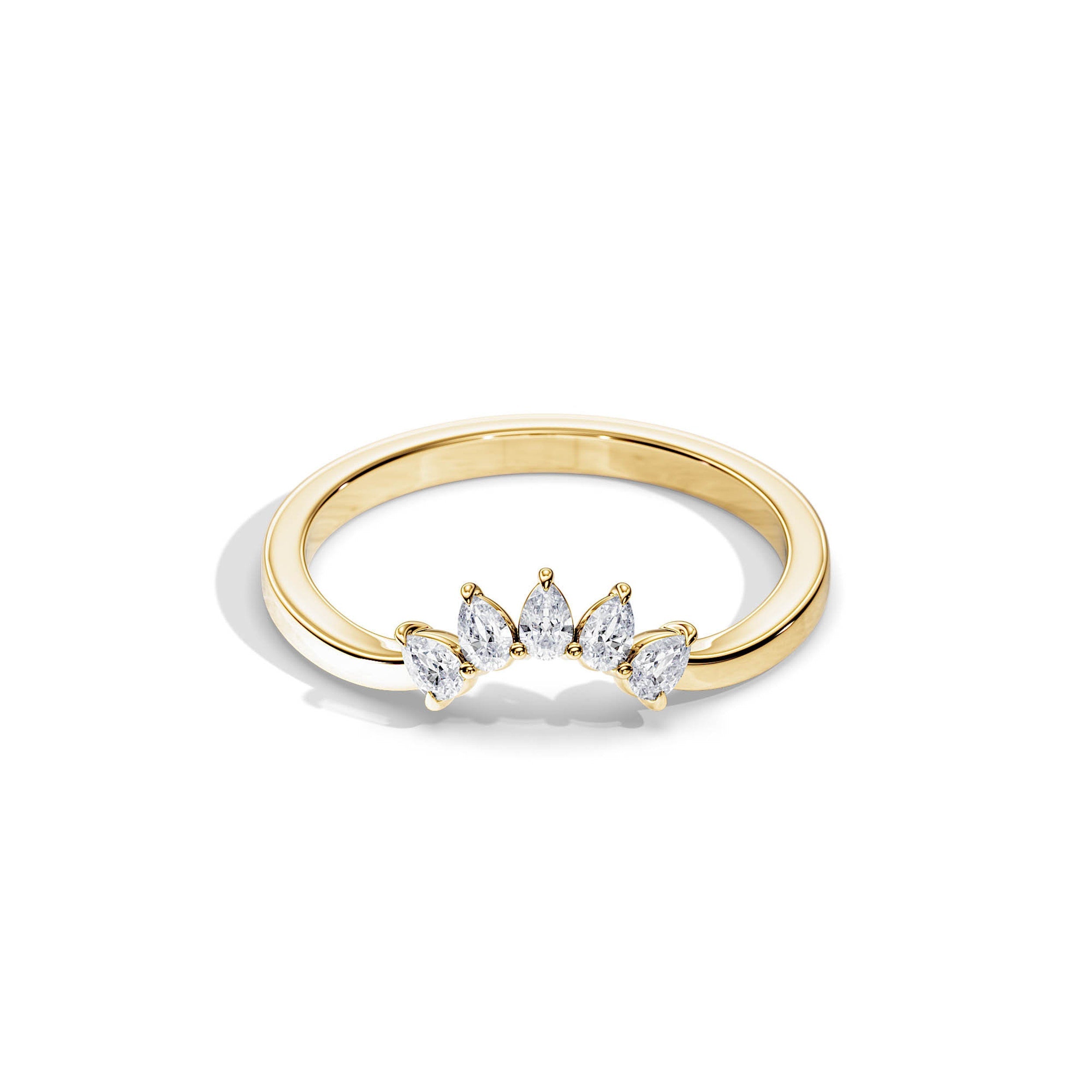 0.25 TCW Pear Moissanite Crown Wedding Band
