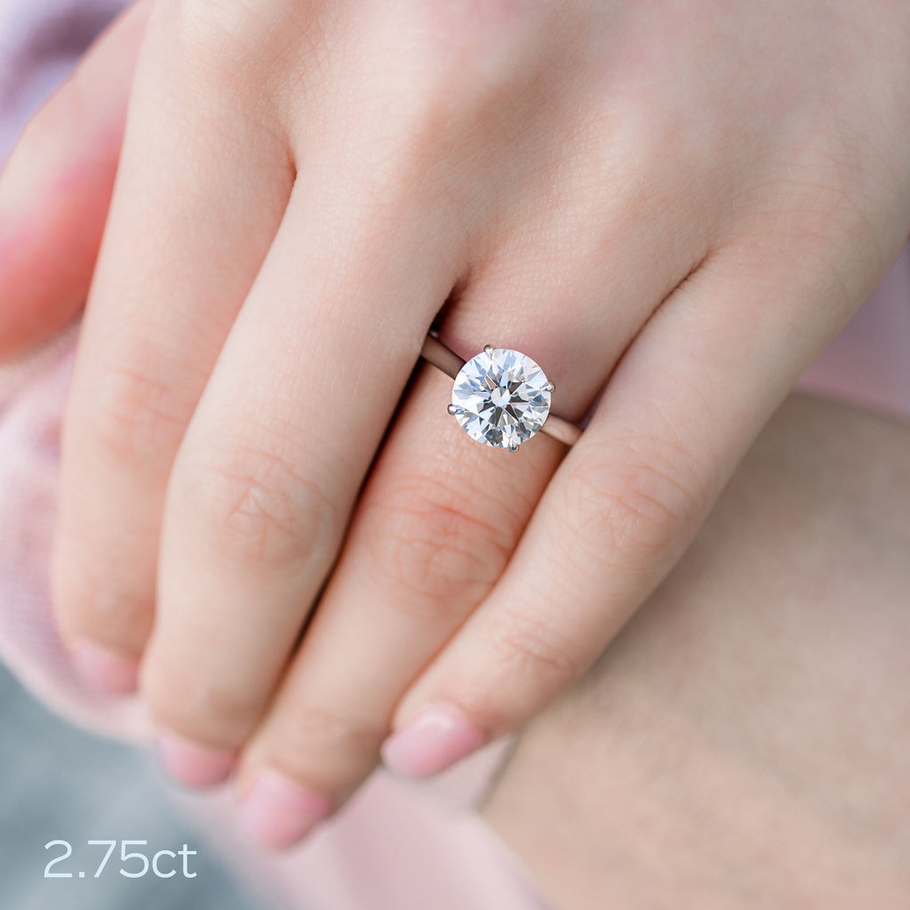 2.75 CT Round Brilliant Cut Moissanite Solitaire Engagement Ring