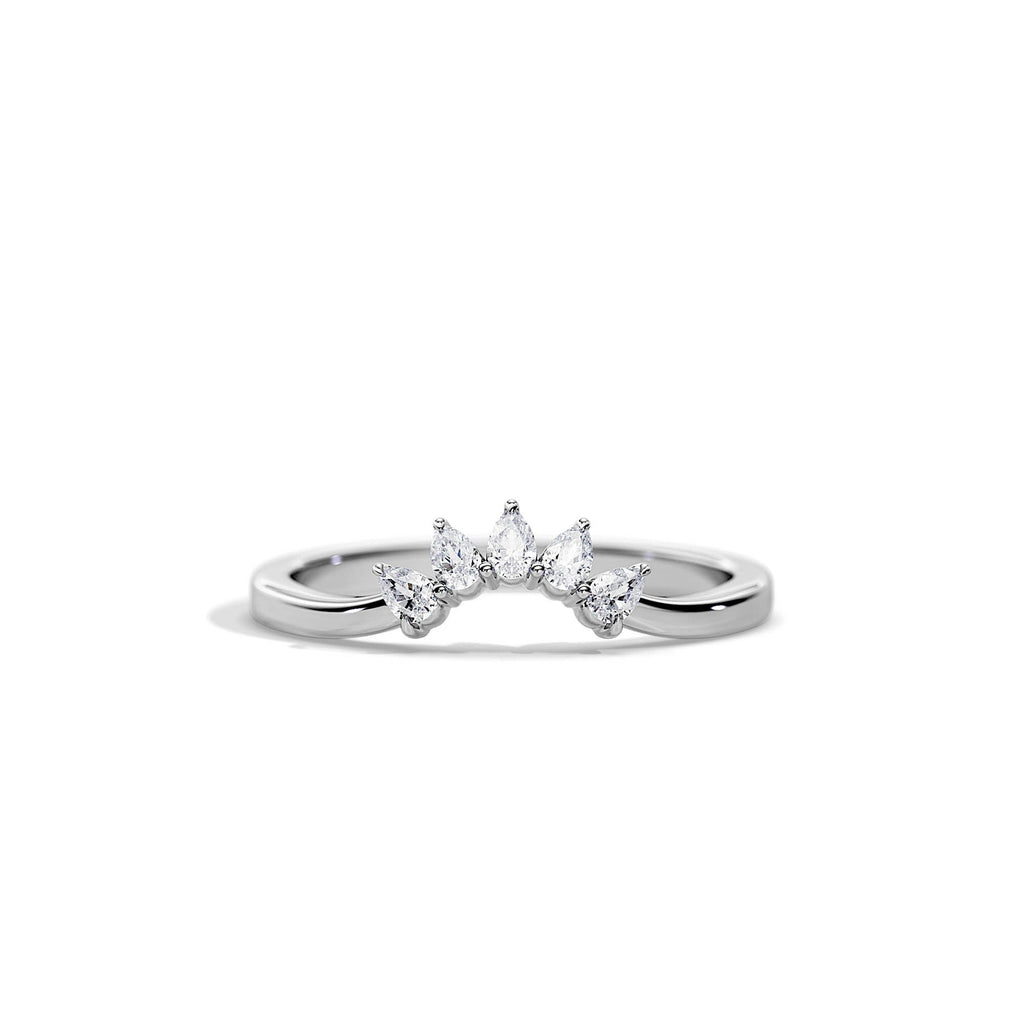 0.25 TCW Pear Moissanite Crown Wedding Band