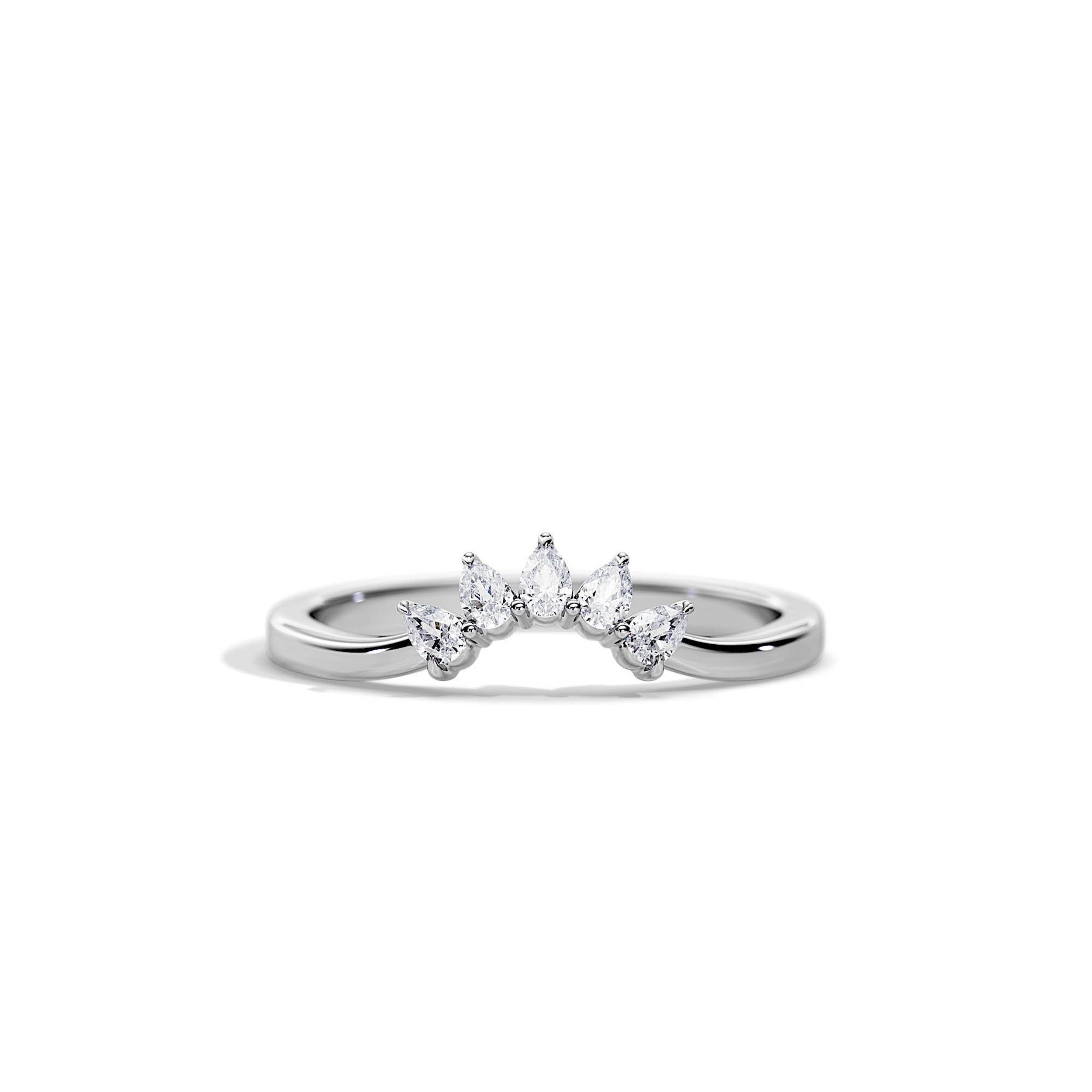 0.25 TCW Pear Moissanite Crown Wedding Band