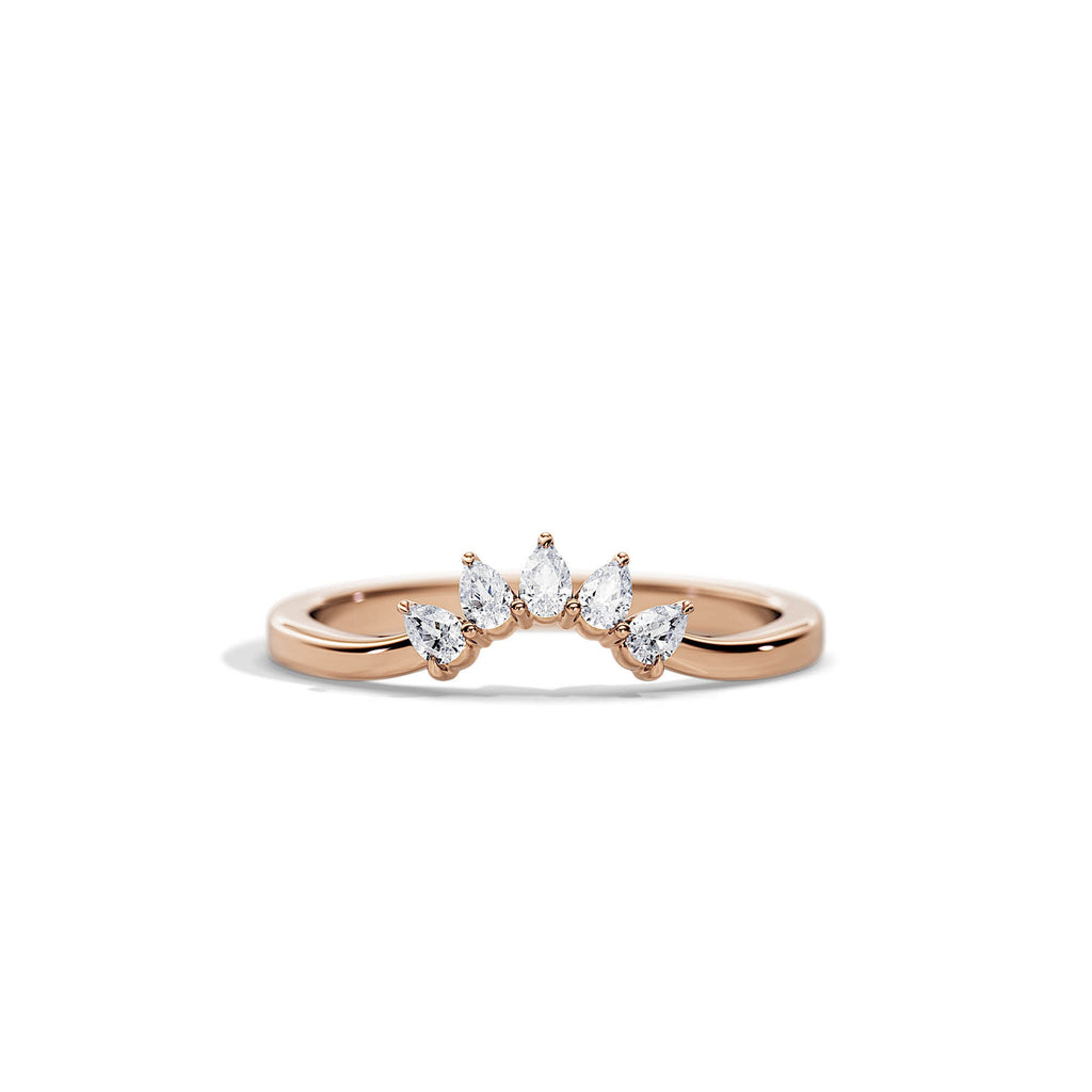 0.25 TCW Pear Moissanite Crown Wedding Band