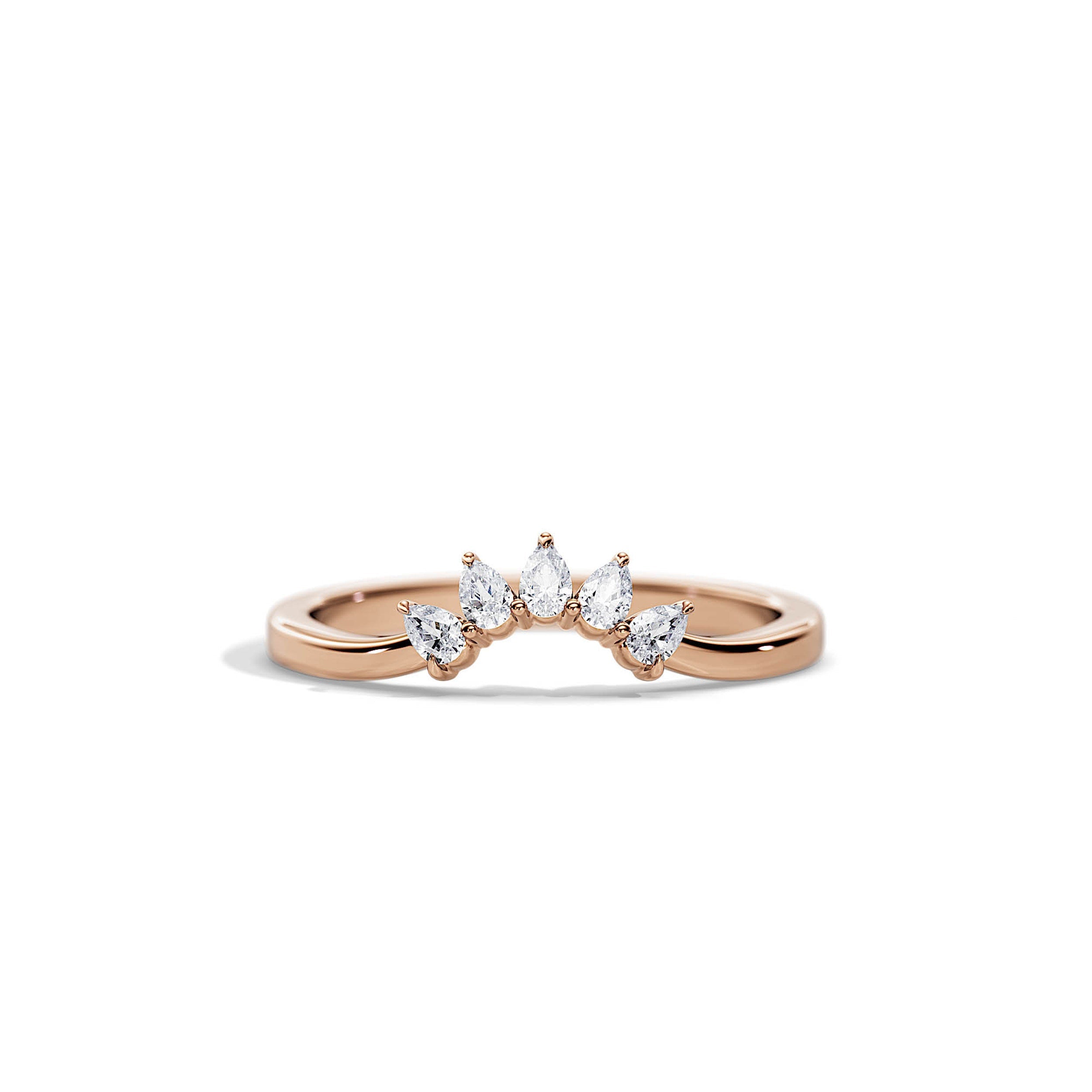 0.25 TCW Pear Moissanite Crown Wedding Band