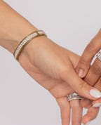 KENSINGTON Two-Tone Gold Cuban Link Bangle Bracelet with Diamonds - 9mm