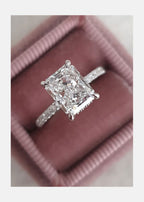 2.0 CT Radiant Moissanite Hidden Halo Setting Engagement Ring