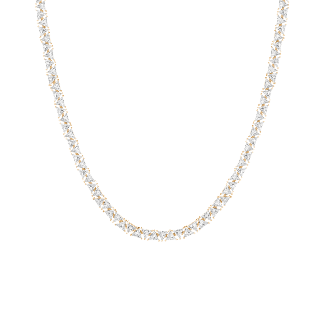 Trillion Cut Moissanite Diamond Tennis Necklace