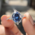 Royal Blue Oval Milgrain Engagement Ring