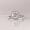 1.50 CT Cushion Cut Halo Style Moissanite Engagement Ring