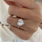 2.0 CT Heart Shape Moissanite Halo Engagement Ring
