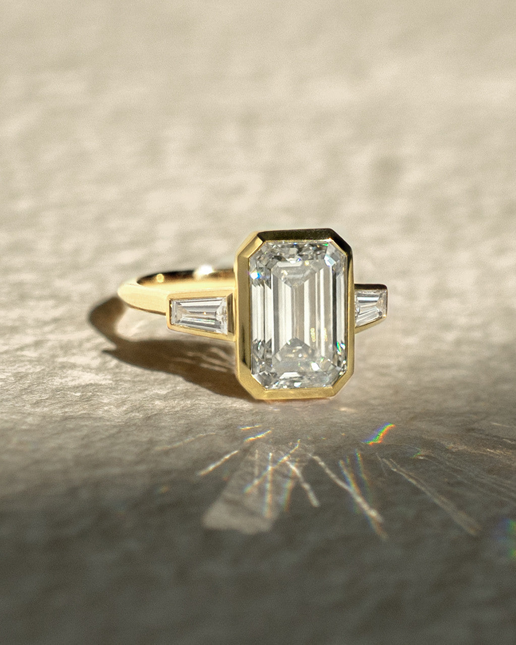 2.0-4.0 CT Emerald Cut Lab Grown Diamond Bezel Engagement Ring Secondary image