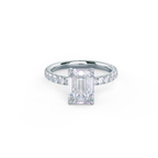 1.50 CT Emerald Cut Moissanite Pave Style Engagement Ring