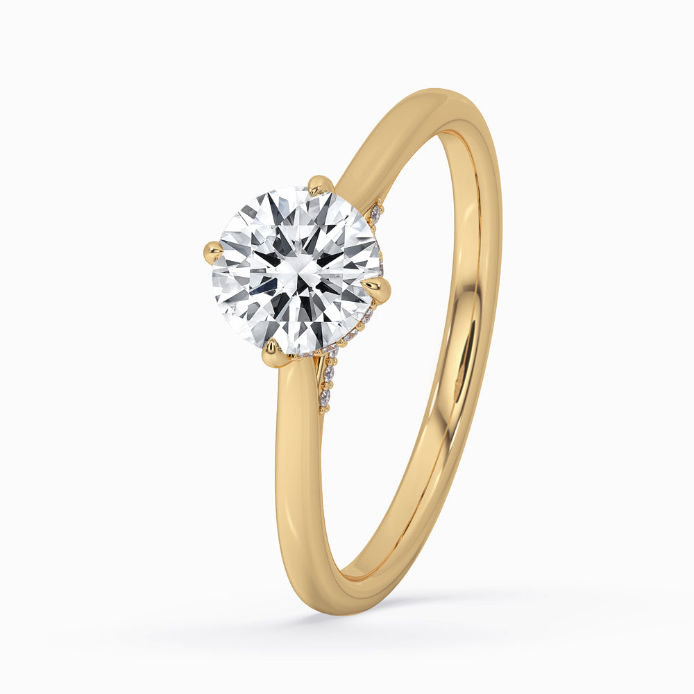 Hidden Halo Engagement Ring With Round Cut Diamond