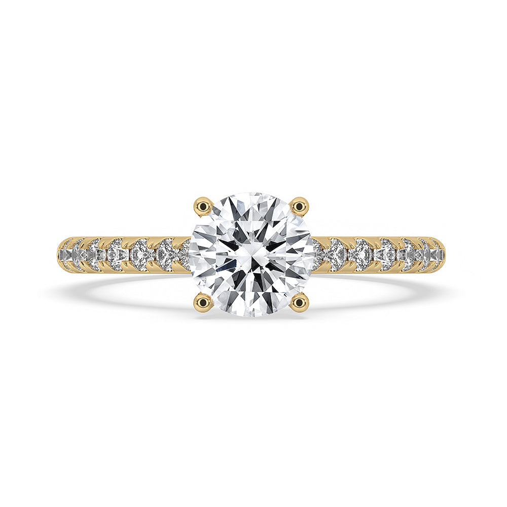 Round Diamond Pave Band Engagement Ring Main image