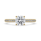 Round Diamond Pave Band Engagement Ring
