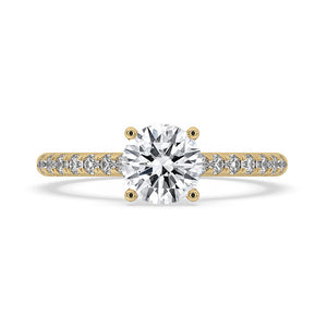 Round Diamond Pave Band Engagement Ring