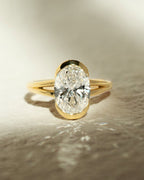 1.50 -2.50 CT Oval Cut Lab Grown Diamond Half Bezel Engagement Ring