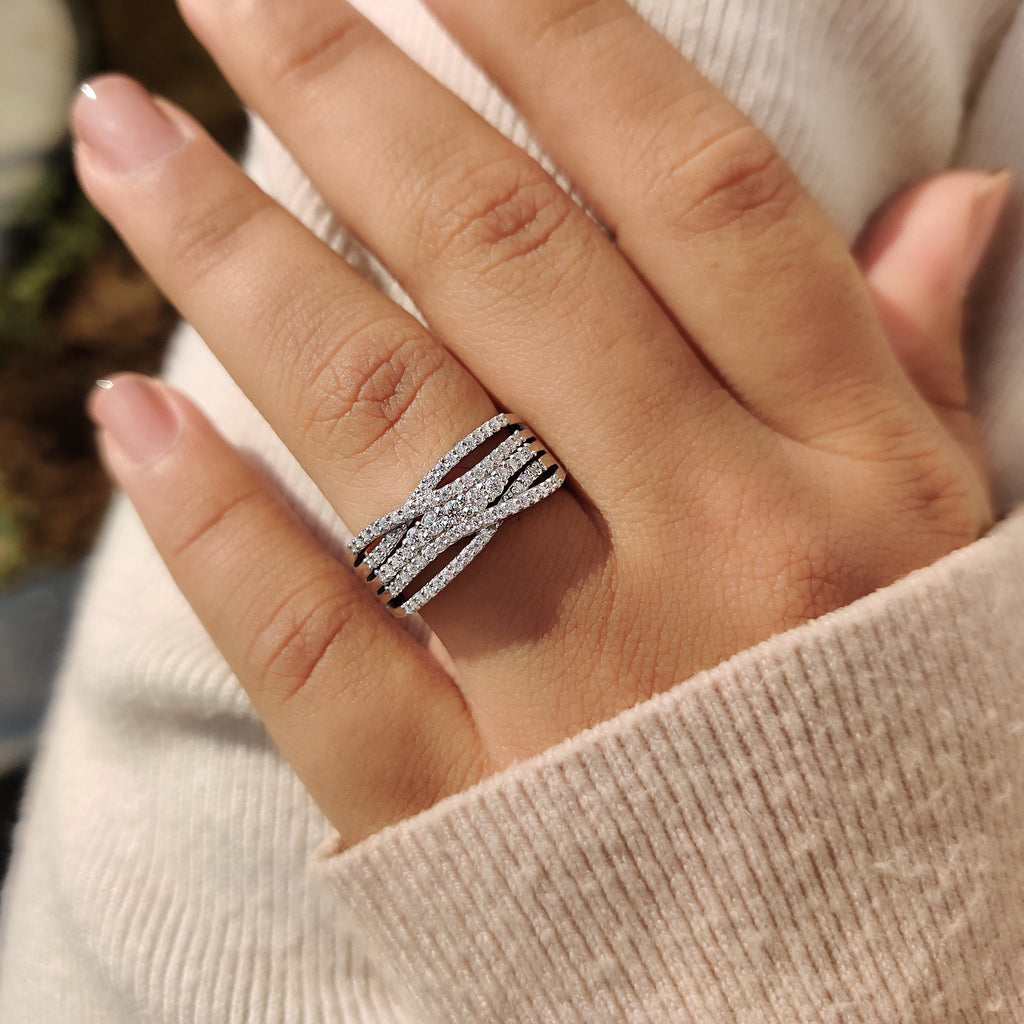 Multi Row Pave Round Cut Band