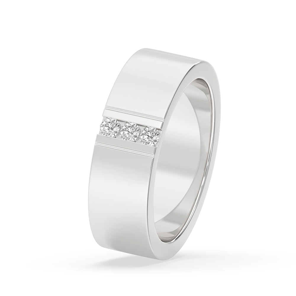 Three Stone Diamond Ring – Round Matte Finish Secondary image
