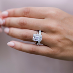 5.50 CT Emerald Moissanite Hidden Halo Setting Engagement Ring