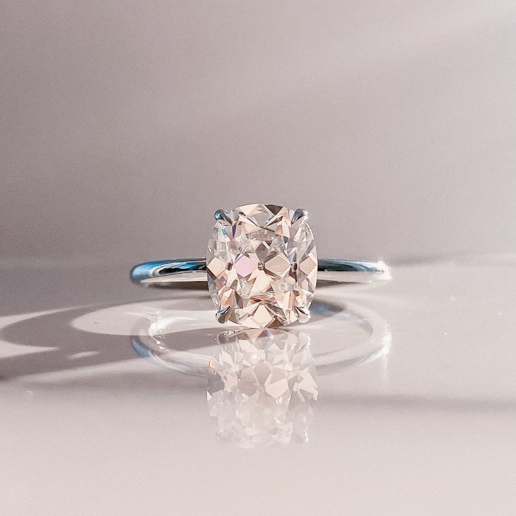 1.50 CT Elongated Cushion Cut Moissanite Hidden Halo Engagement Ring