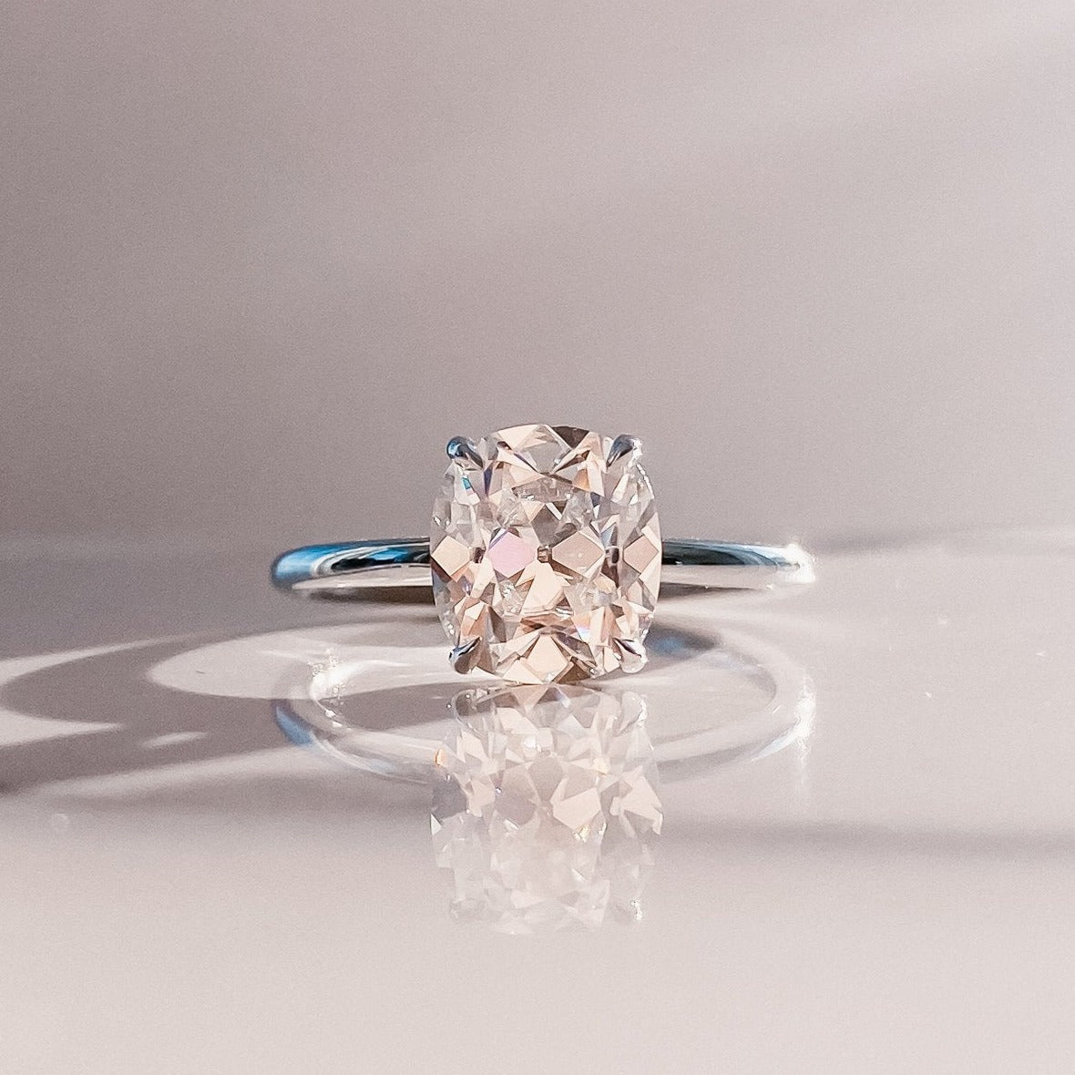 1.50 CT Elongated Cushion Cut Moissanite Hidden Halo Engagement Ring