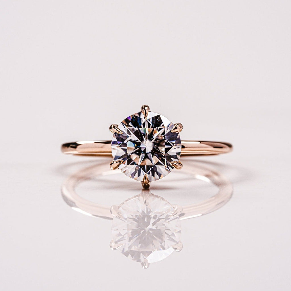 2.0 CT Round Moissanite Solitaire Engagement Ring With Hidden Halo Setting