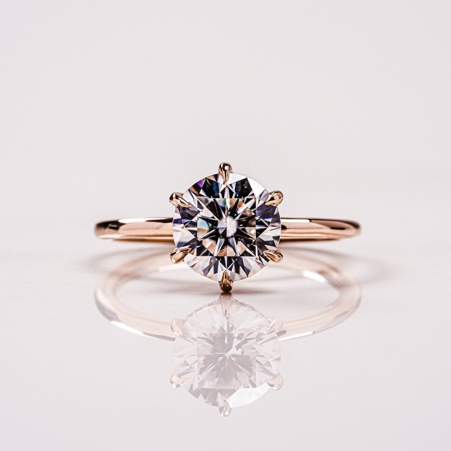 2.0 CT Round Moissanite Solitaire Engagement Ring With Hidden Halo Setting