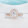 1.0CT Oval Cut Milgrain Halo Moissanite Engagement Ring