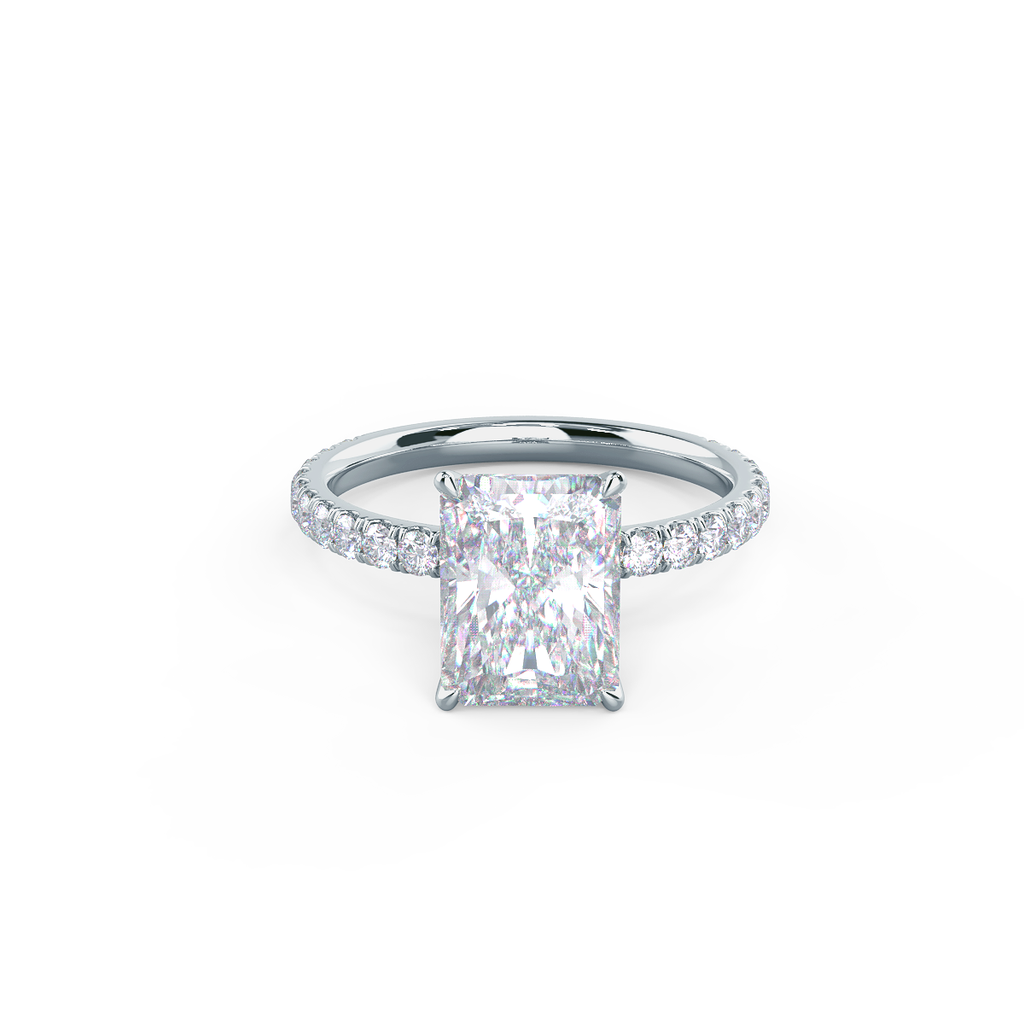 2.0 CT Radiant Moissanite Pave Setting Engagement Ring