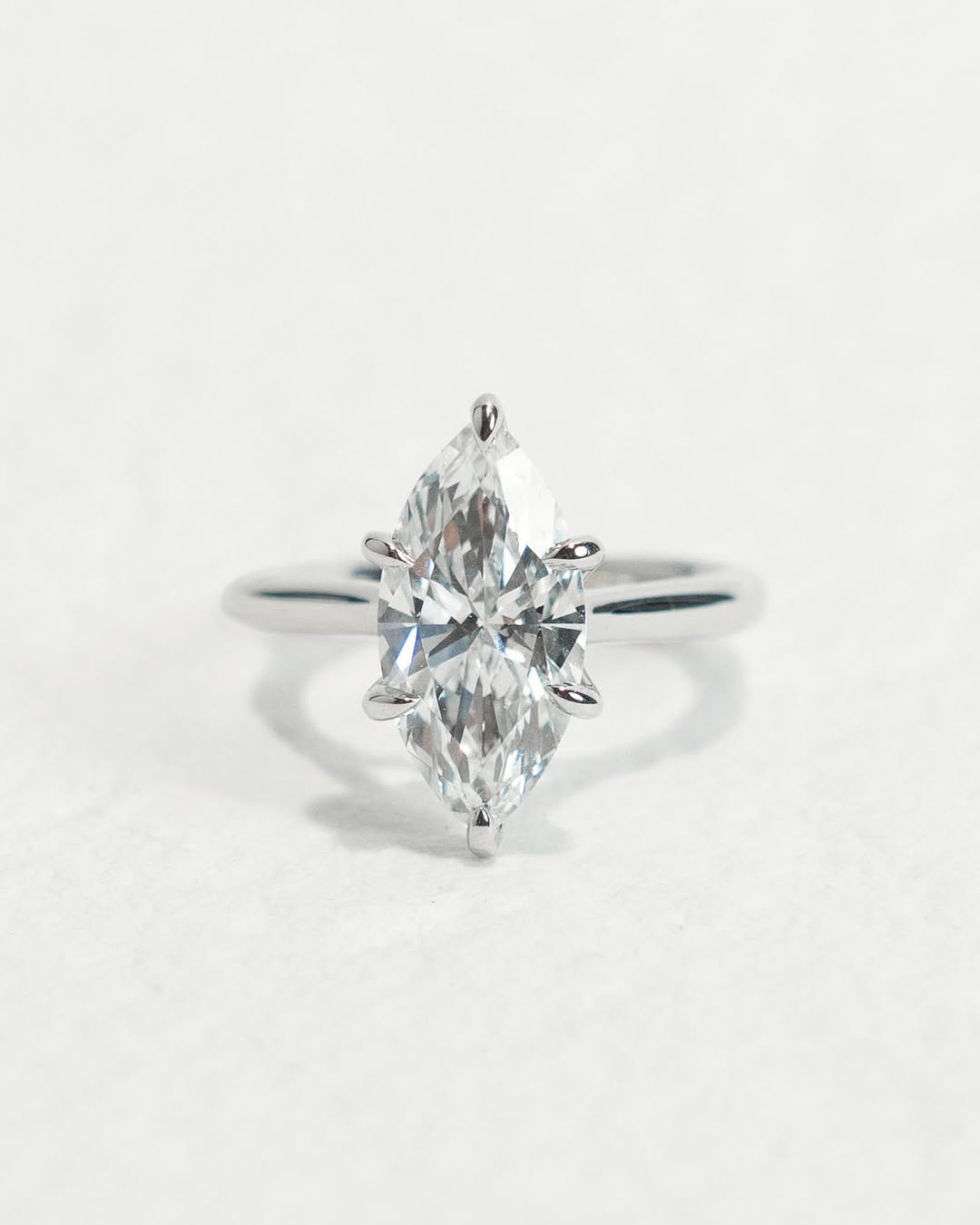 2.0 -4.0 CT Marquise ⁠Cut Lab Grown Diamond Solitaire Engagement Ring