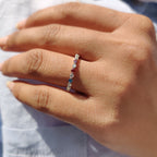3/4 Eternity Wedding band With Minimalist Birthstone
