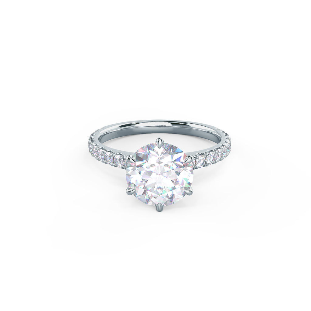 2.0 CT Round Moissanite Pave Setting Engagement Ring
