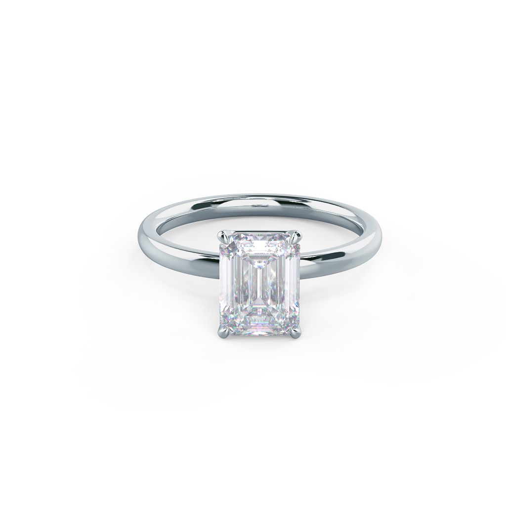 2.75 CT Emerald Cut Moissanite Solitaire Engagement Ring