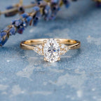 1.0CT Oval Cut Cluster Style Moissanite Engagement Ring