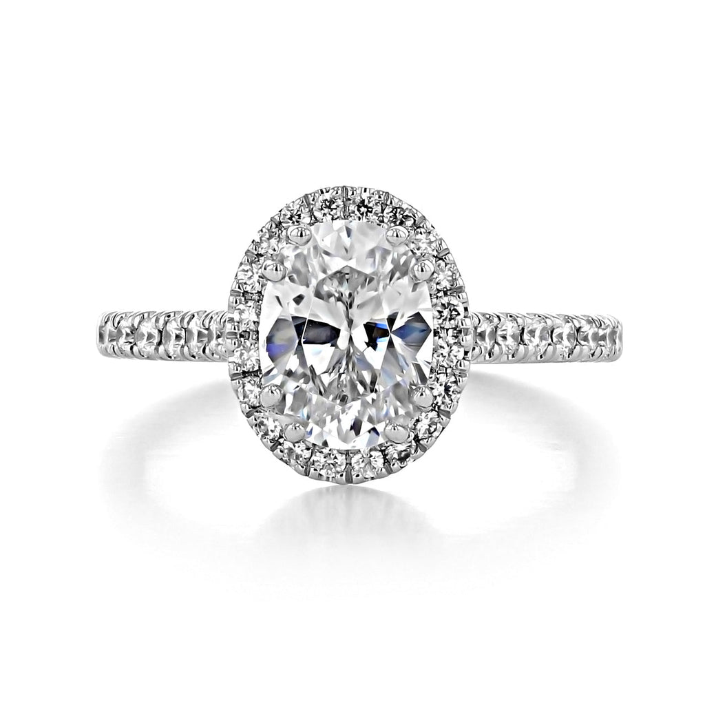 1.33CT Oval Cut Halo Moissanite Engagement Ring