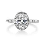1.33CT Oval Cut Halo Moissanite Engagement Ring
