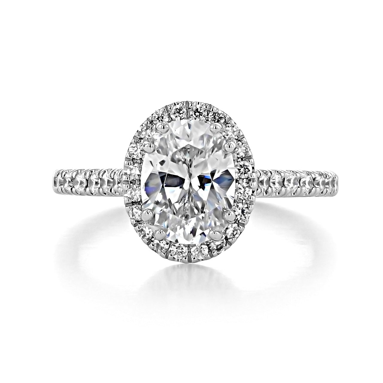 1.33CT Oval Cut Halo Moissanite Engagement Ring