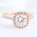 1.65 CT Cushion Cut Moissanite Halo Engagement Ring