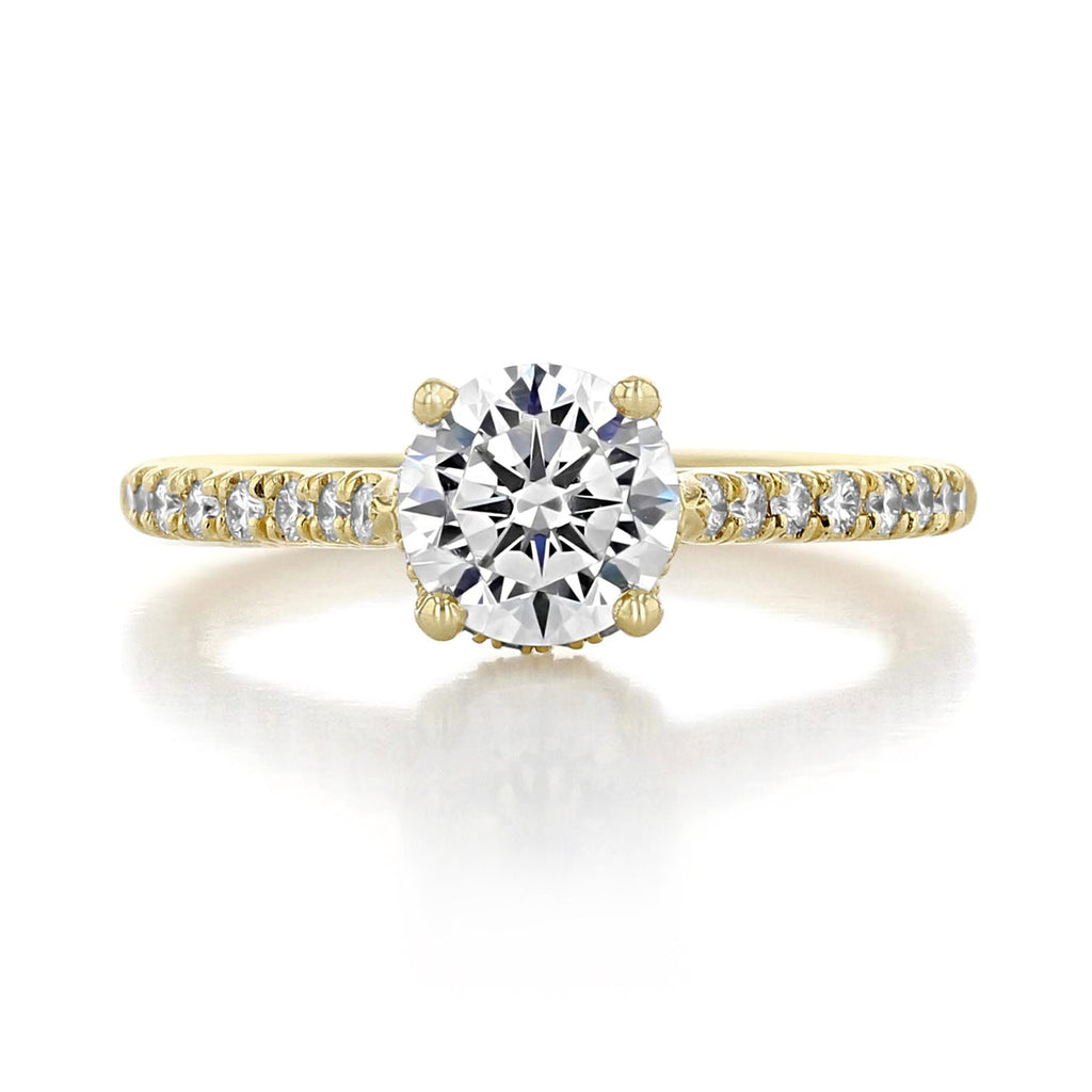 1.0CT Round Cut Hidden Halo Pave Style Moissanite Engagement Ring