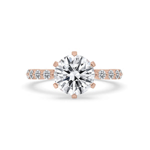 Round Cut Diamond Engagement Ring In Rose Gold