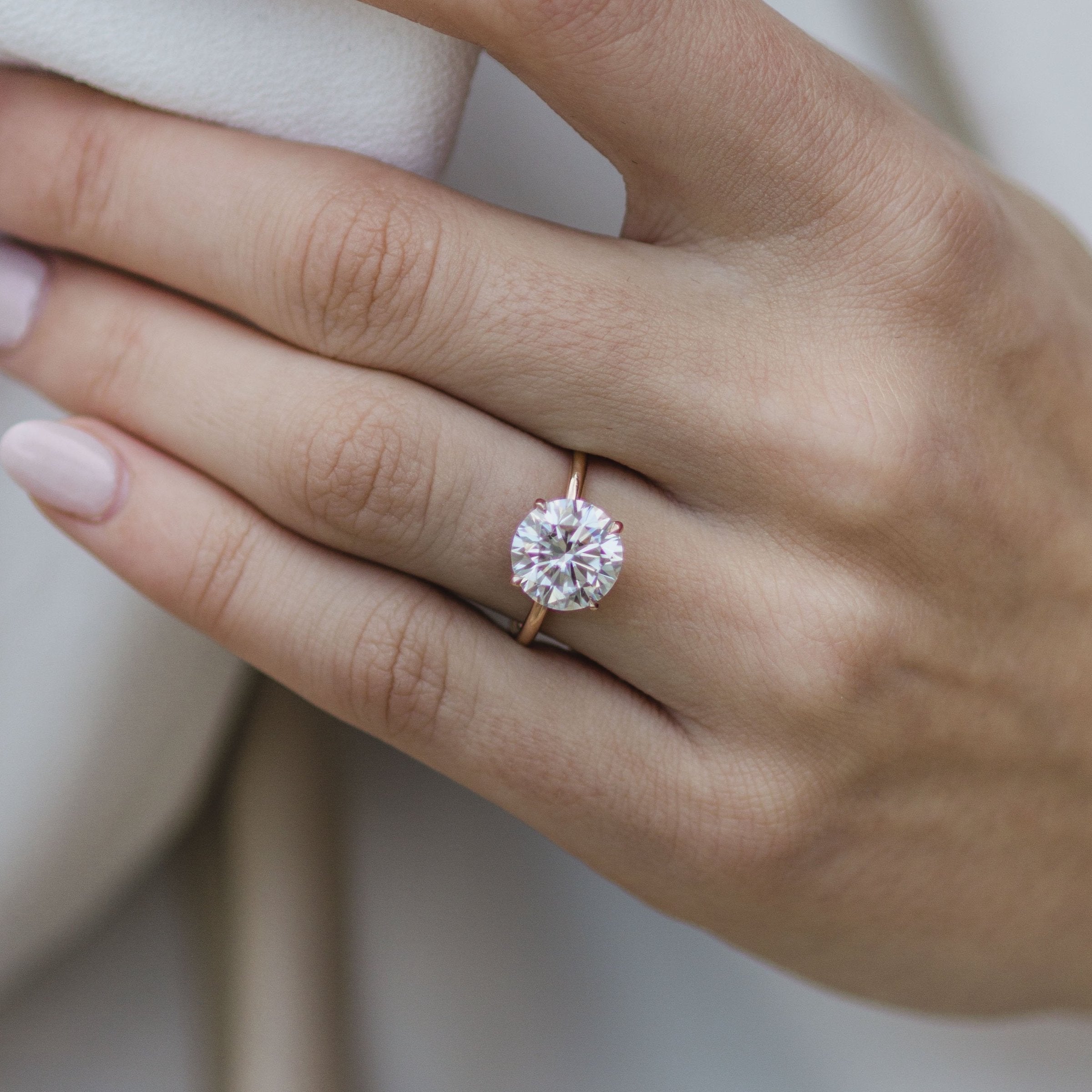 3.0 CT Round Cut Moissanite Solitaire Engagement Ring