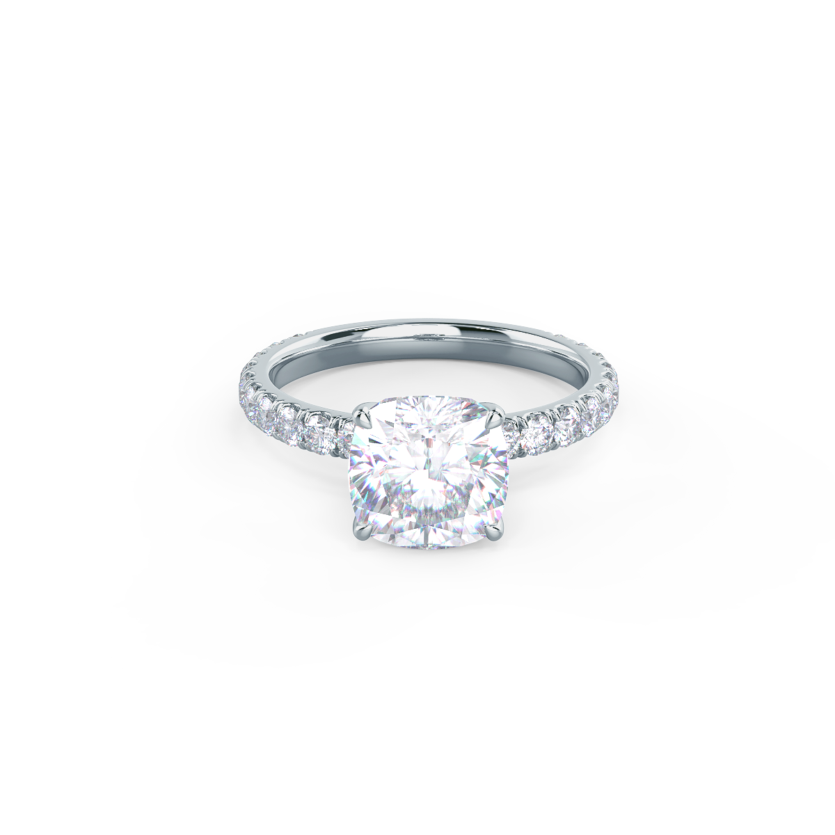 1.75 CT Cushion Moissanite Pave Setting Engagement Ring