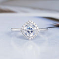1.0CT Cushion Cut Halo Style Moissanite Diamond Engagement Ring