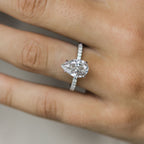 1.10 - 3.10 Pear Moissanite Hidden Halo & Pave Setting Engagement Ring