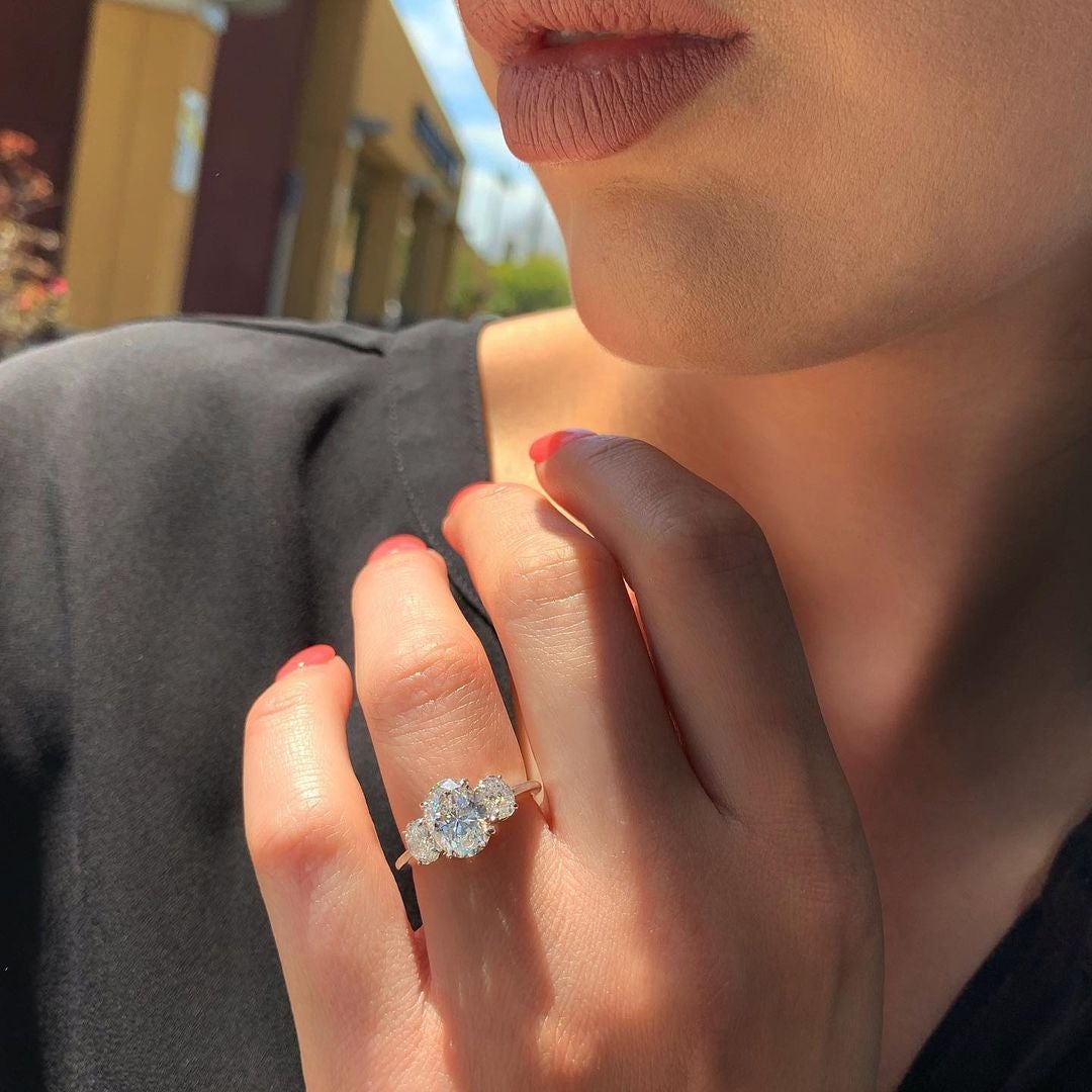 1.91 CT Oval Cut Moissanite Three Stone Engagement Ring Secondary image